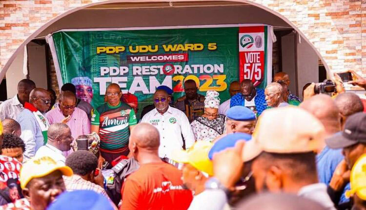 Rt. Hon. Sheriff Francis Oborevwori at the flag-off of the Peoples Democratic Party, PDP, Ward to Ward Campaign | Delta PDP Takes Campaign to the Grassroots Ahead of APC 